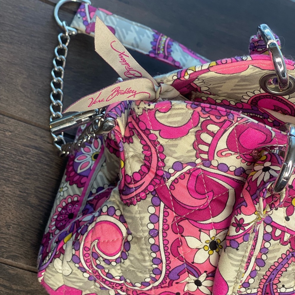 Vera Bradley Paisley Quilted  shoulder Chain Bag Pink - Picture 14 of 16
